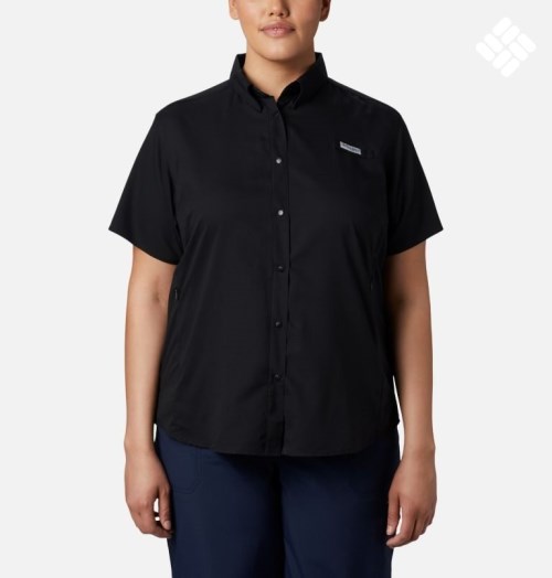 Women's Columbia PFG Tamiami II Short Sleeve Shirts Black | Plus Size CA-MC6LA